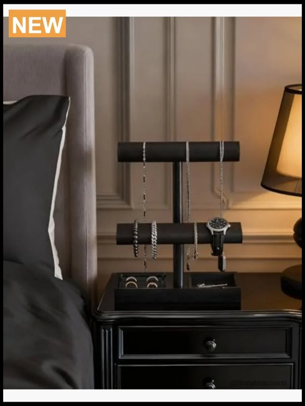Watch Holder Stand, Wood Jewelry Display Rack Organizer for Necklaces Bracelets